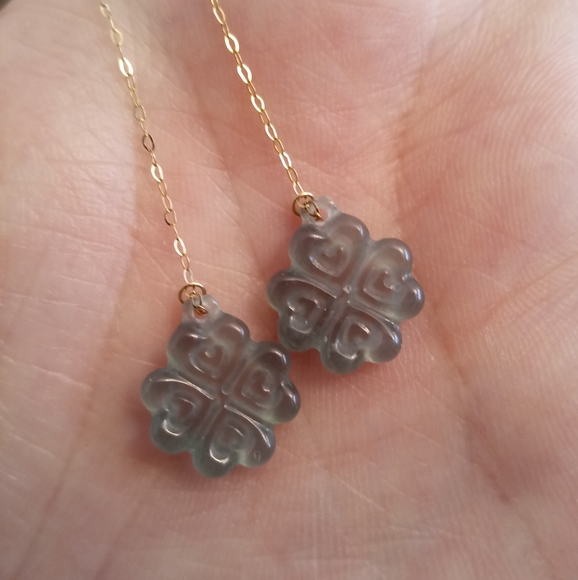 SOLD 18K Solid Gold Burmese Jadeite Jade Earrings - Picture 8 of 8